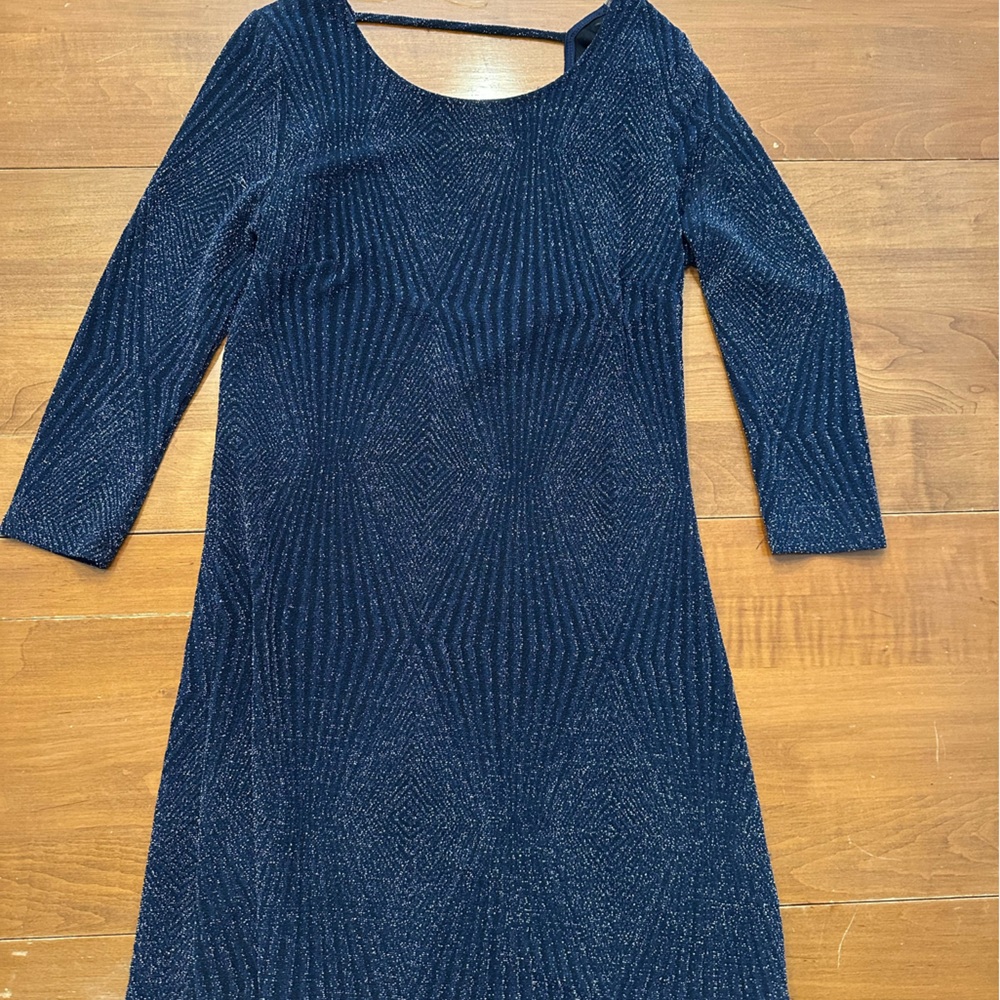 Three Hearts Midnight Blue Textured Dress